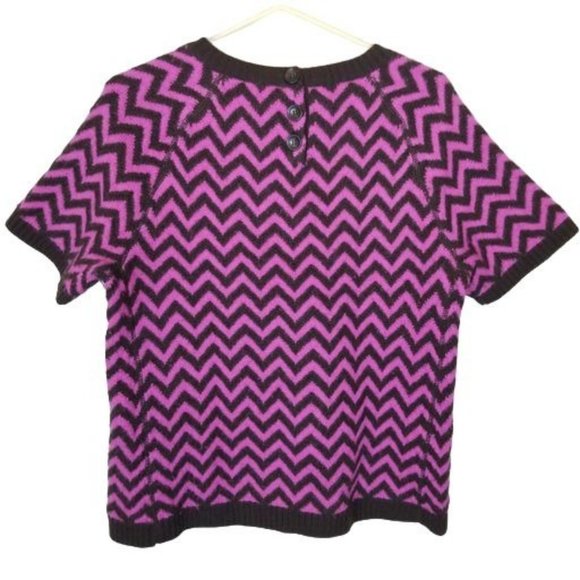 J.Crew Womens L Purple Zigzag Print Crew Neck Shor - Picture 9 of 10